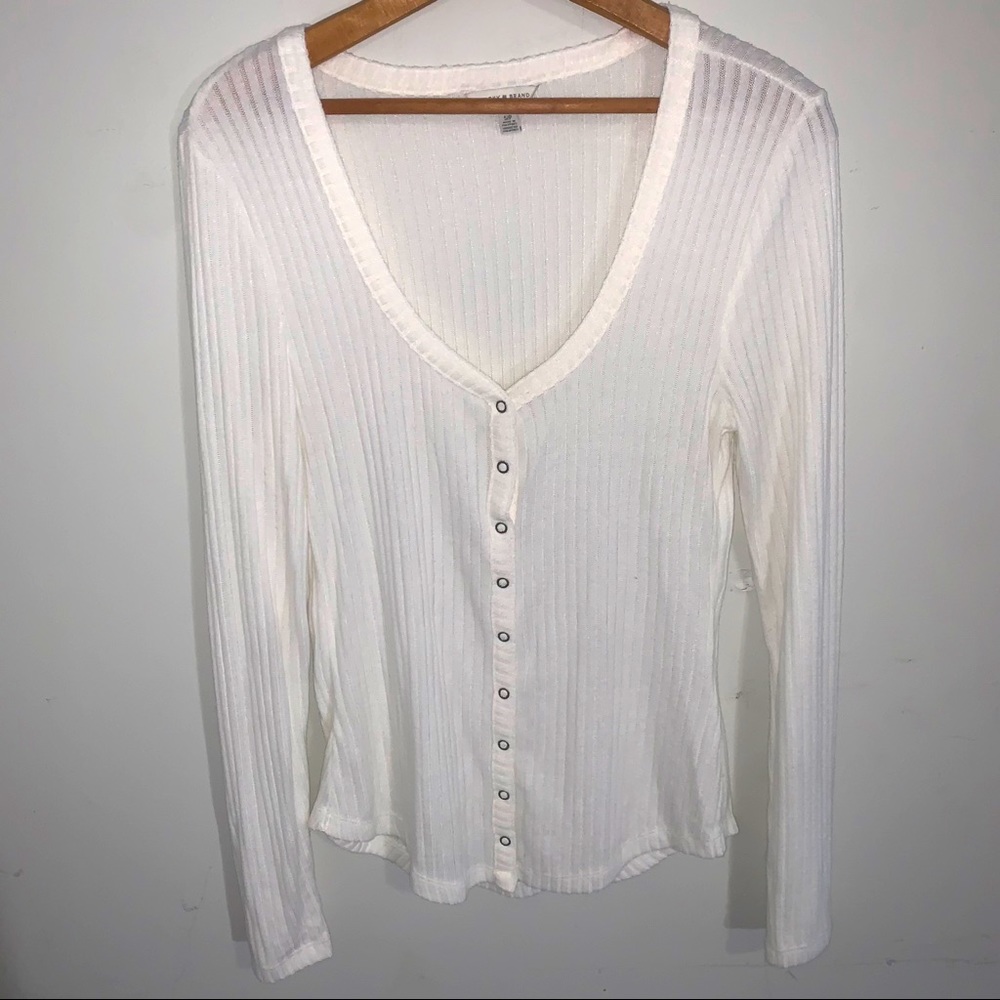 Lucky Brand White Button Uo Top